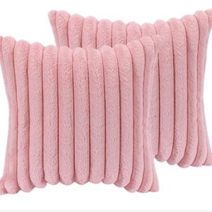 Fluffy Pink Throw Pillow Covers (2)